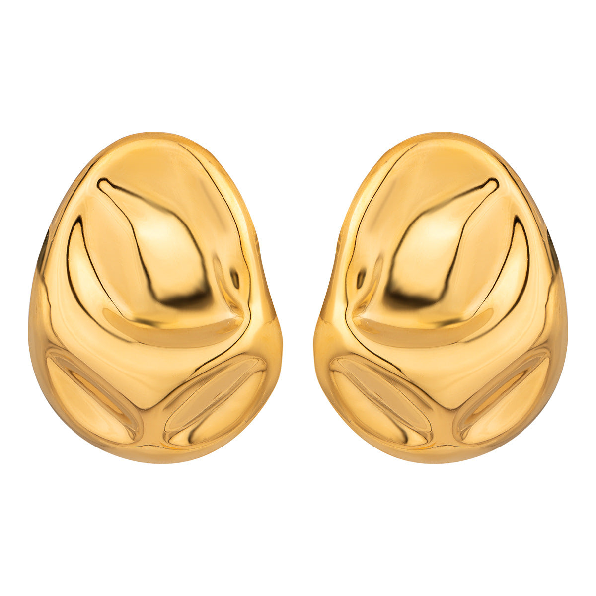 oval glossy hammer pattern earrings