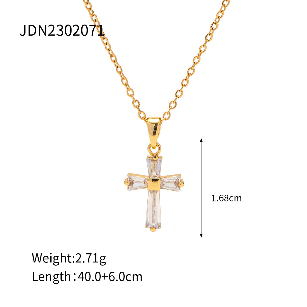 Zoey18K gold stainless steel zircon necklace